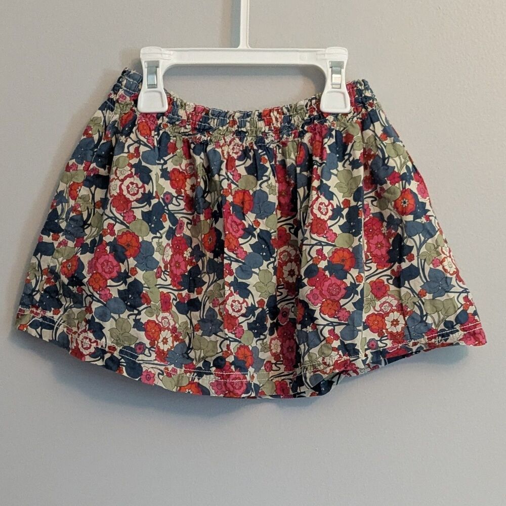 Peek Fleur Des Champs Girls Ditsy Floral Red Blue Green Cotton Skirt - Size 4/5